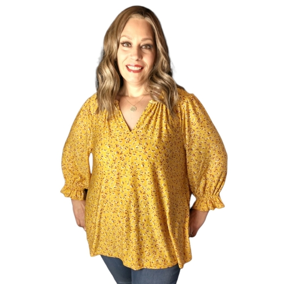 Melloday Blouse Size 1X Yellow - Picture 3 of 15